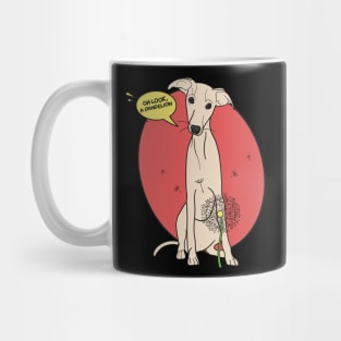Funny greyhound design; Fawn Italian greyhound with a dandelion flower Mug
